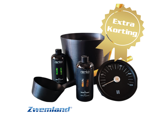 Cadeau set  Sauna emmer zwart thermometer