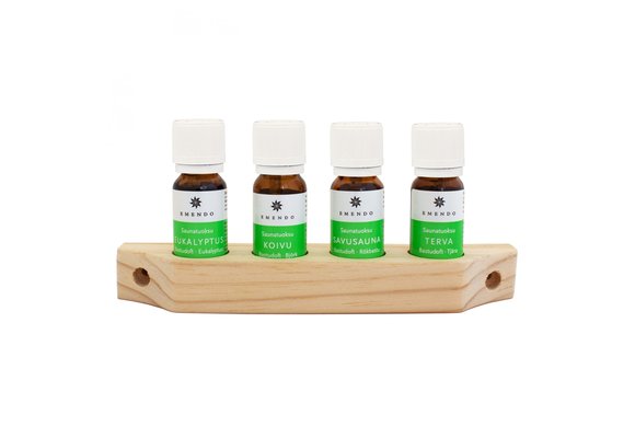 Emendo set Sauna geuren 4x10ml inclusief houten rekje