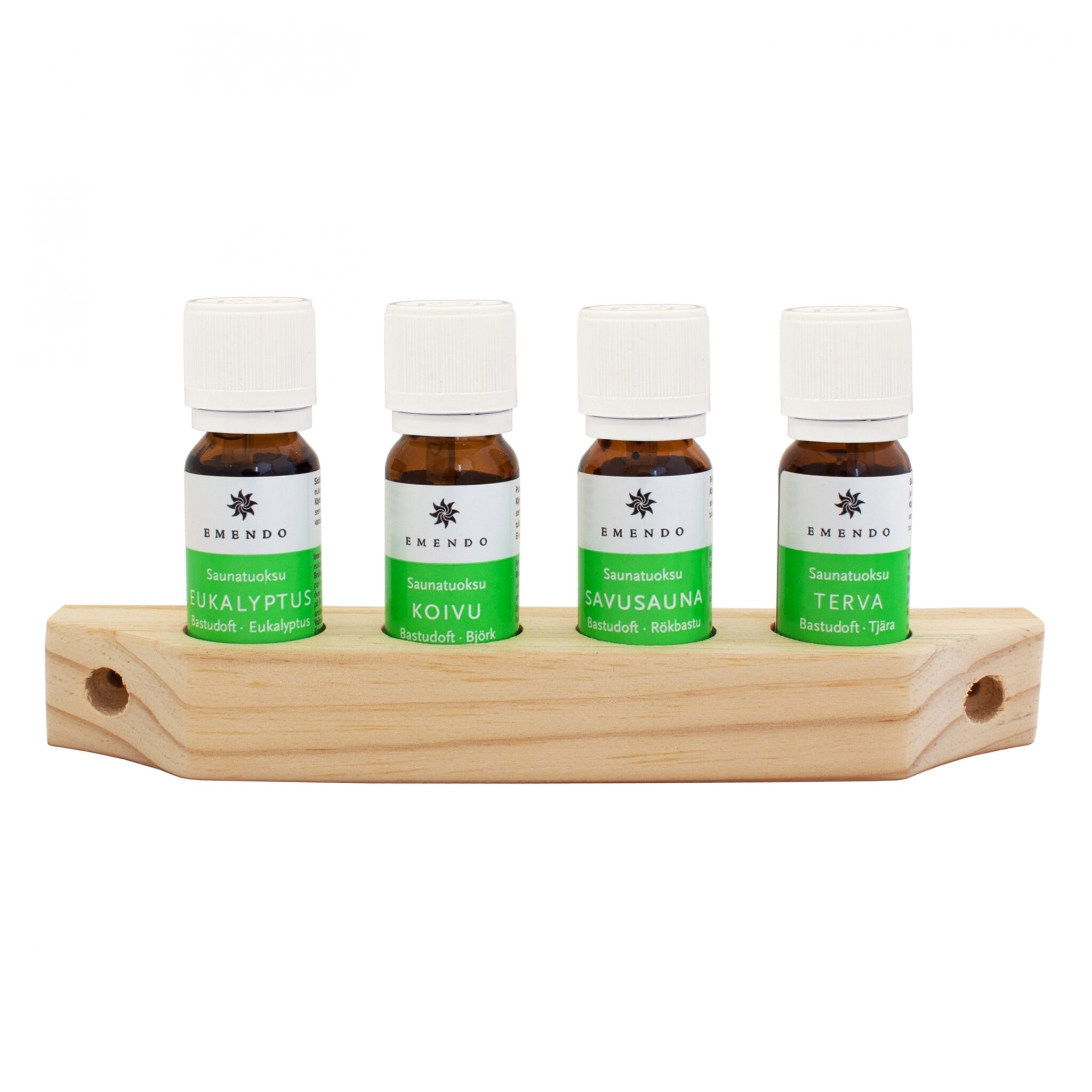 Emendo set Sauna geuren 4x10ml inclusief houten rekje