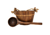 Emendo Sauna set emmer en lepel licht bruin