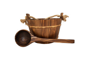 Emendo Sauna set emmer en lepel licht bruin