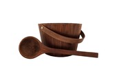 Emendo Sauna set emmer en lepel donker bruin