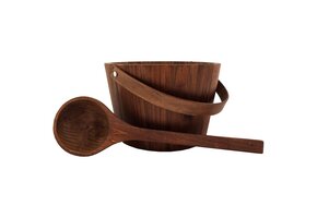 Emendo Sauna set emmer en lepel donker bruin