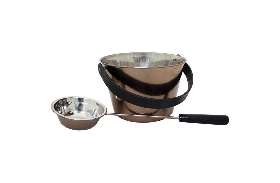 Sauna set emmer en lepel staal / Smoke grey