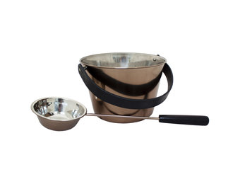 Emendo Sauna set emmer en lepel staal / Smoke grey