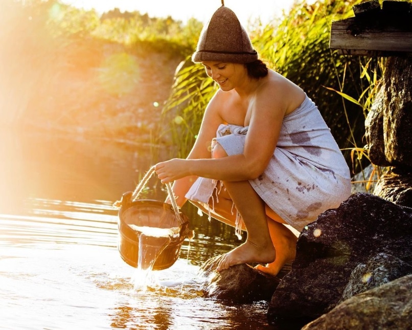 Emendo Sauna set emmer en lepel licht bruin