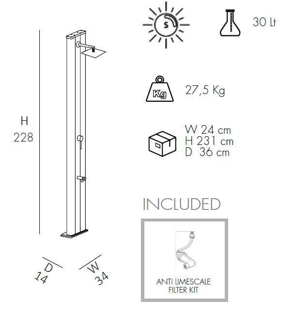 Arkema Dada Straight D400 Solar Buitendouches - Diverse kleuren