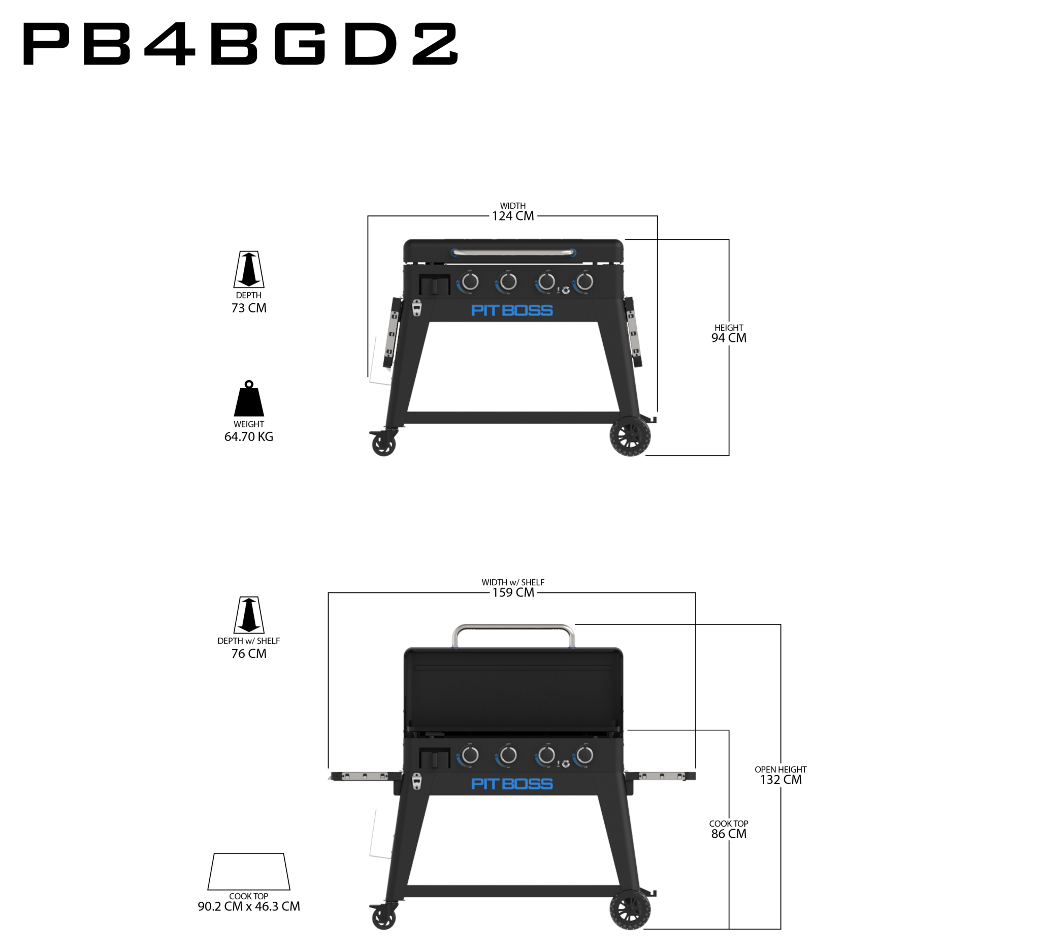 Pit Boss Ultimate Plancha 4 Burner - Met onderstel | Gas BBQ