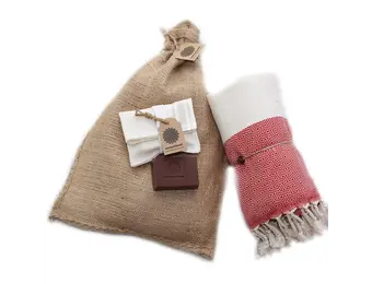 Hammam Sauna Handdoek Cadeauset Rood