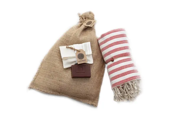 Hammam Sauna Handdoek Cadeauset Duo Rood