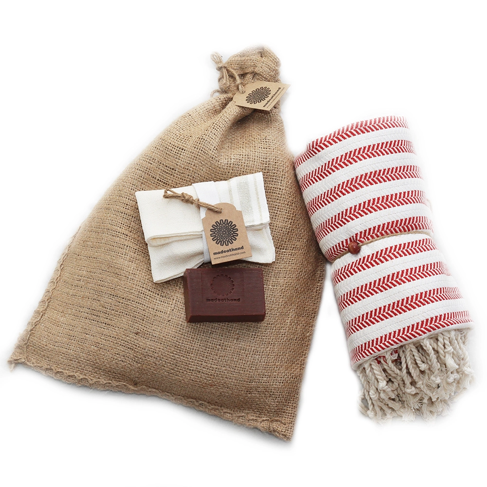 Hammam Sauna Handdoek Cadeauset Duo Rood