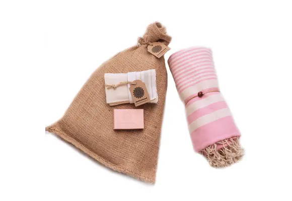 Hammam Sauna Handdoek Cadeauset Harem Sugar Pink