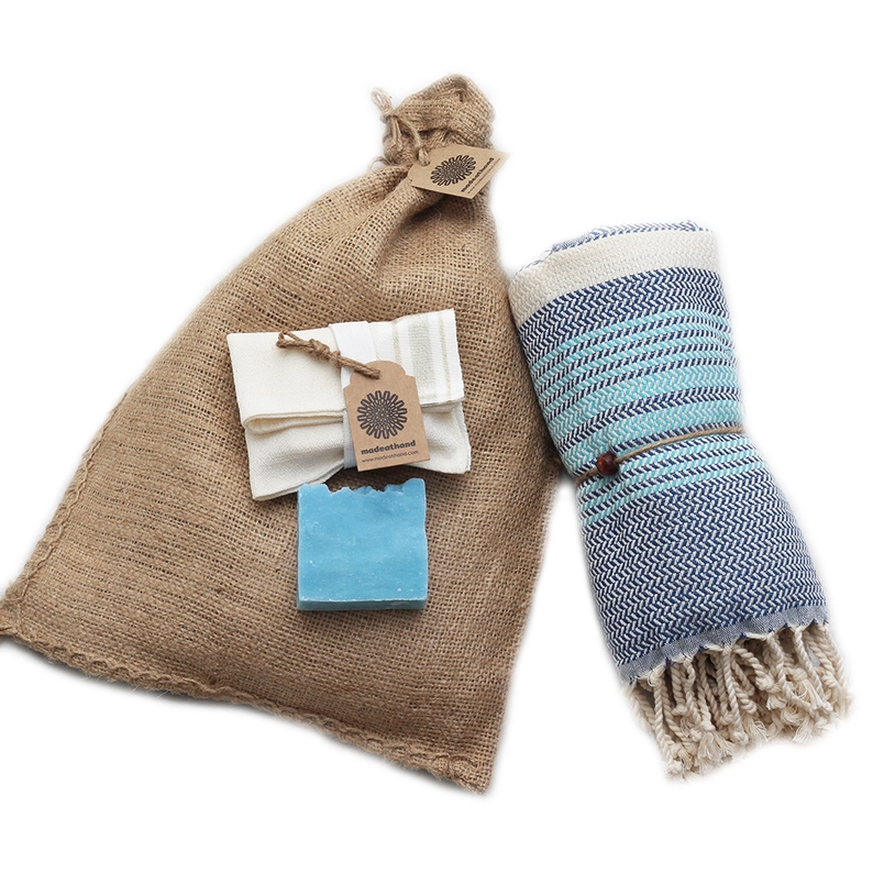 Hammam Sauna Handdoek Cadeauset Sax Blue