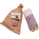 Hammam Sauna Handdoek Cadeauset Visgraat Paars