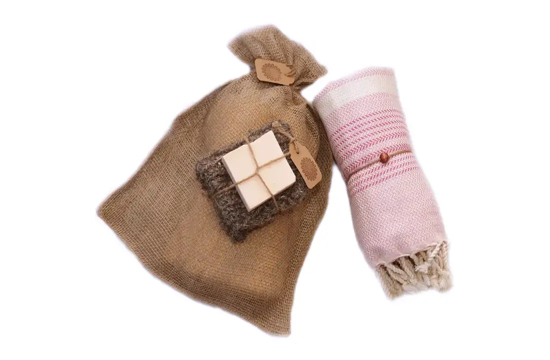 Hammam cadeau set 3-kleurig roze