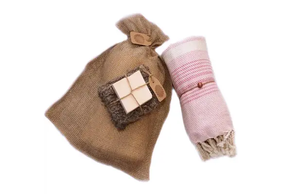 Hammam Sauna Handdoek Cadeauset 3-kleurig Roze