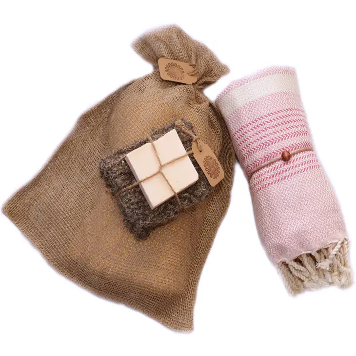 Hammam Sauna Handdoek Cadeauset 3-kleurig Roze