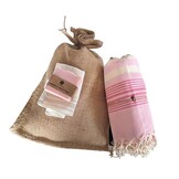 Hammam Sauna Handdoek Cadeauset Gestreept Roze