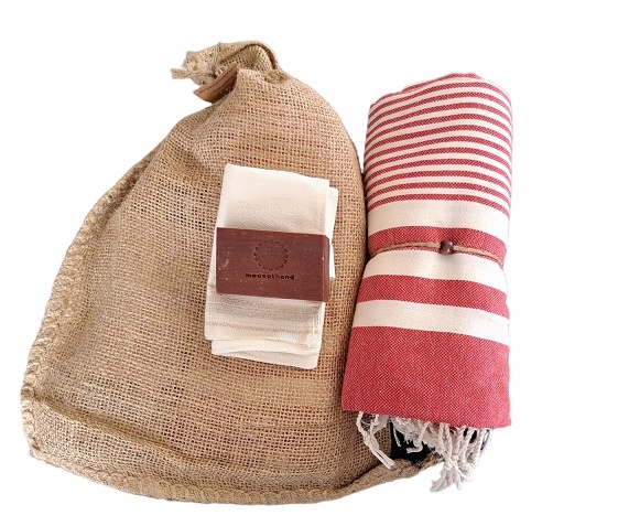 Hammam Sauna Handdoek Cadeauset Harem Rood