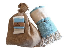 Hammam Sauna Handdoek Cadeauset Diamant Turquoise