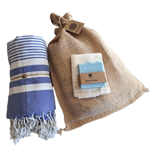 Hammam Sauna Handdoek Cadeauset Harem Blauw