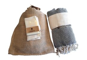 Hammam Sauna Handdoek Cadeauset Diamant Zwart