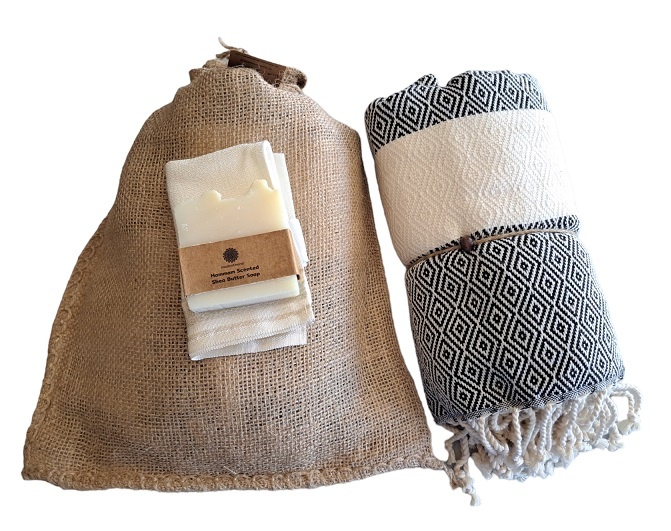 Hammam Sauna Handdoek Cadeauset Diamant Zwart