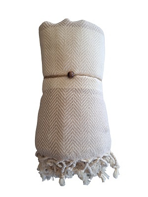 Hammam Sauna Handdoek Cadeauset Visgraat Beige