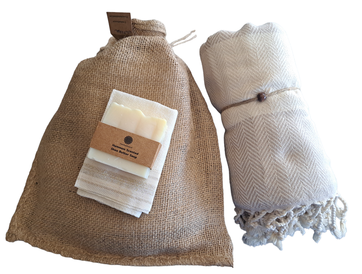 Hammam Sauna Handdoek Cadeauset Visgraat Beige