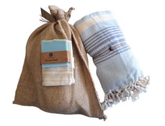 Hammam Sauna Handdoek Cadeauset Baby Blue