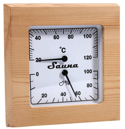 Sauna Thermometer en Hygrometer Vierkant in ceder