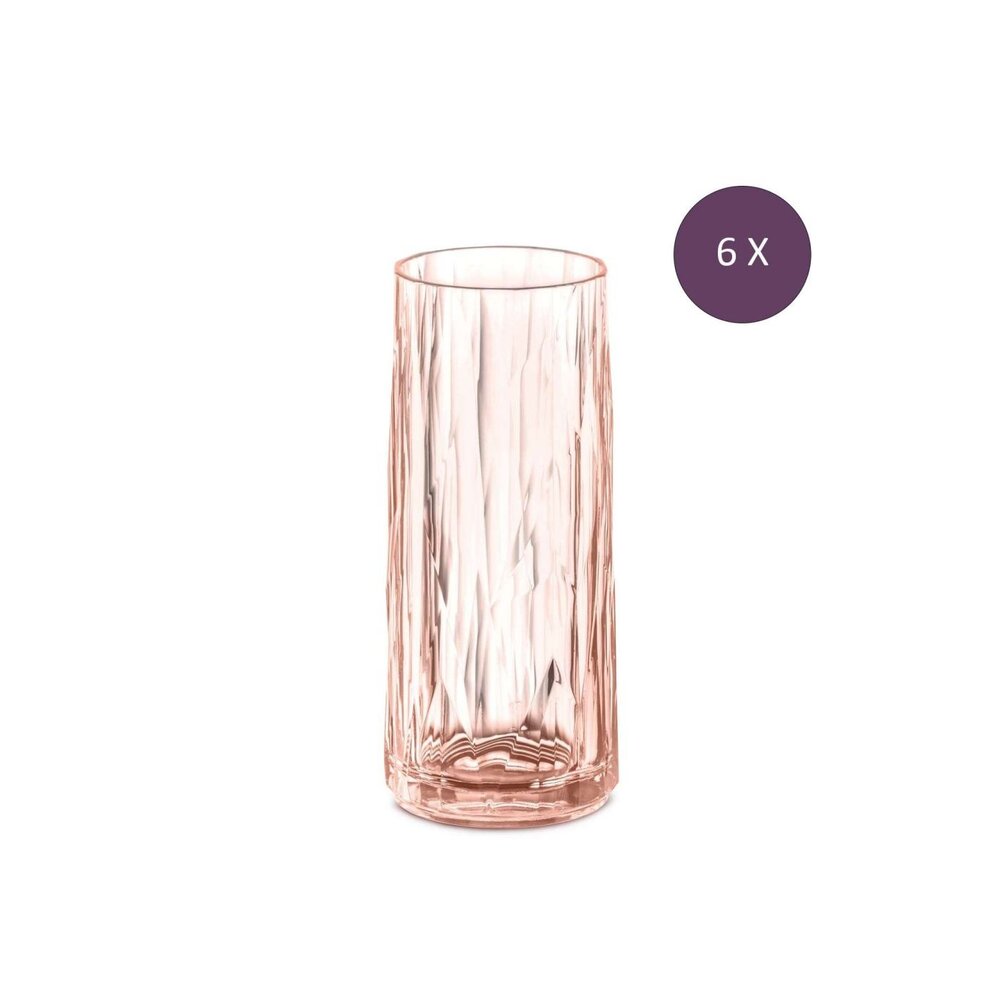 Koziol Superglas Club No. 6 Cocktail Glasses 2-Pack - Unbreakable Crystal Clear Plastic (Rose Quartz, 300ml) - View #7