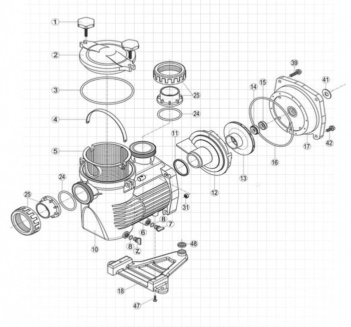 Kripsol Koral KS EVO zwembadpomp pakking seal
