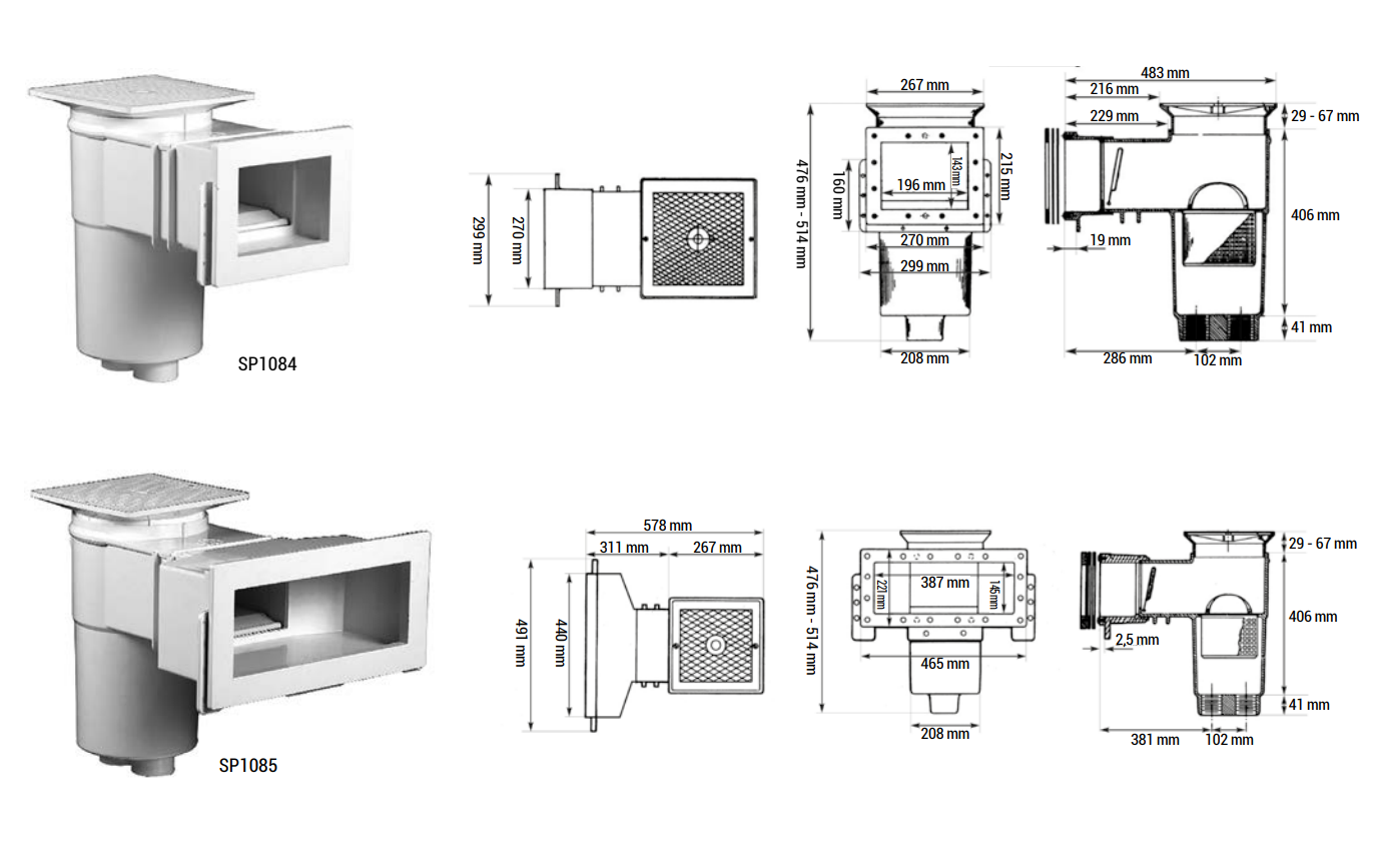Hayward Skimmer Auto Skim Serie Liner Zwembaden - kleine en grote opening