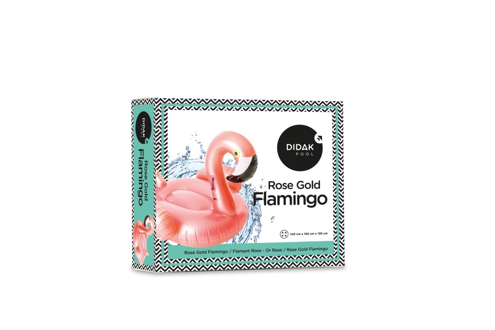 Didak Opblaasbare Flamingo Roze Gold 140x130x120 cm
