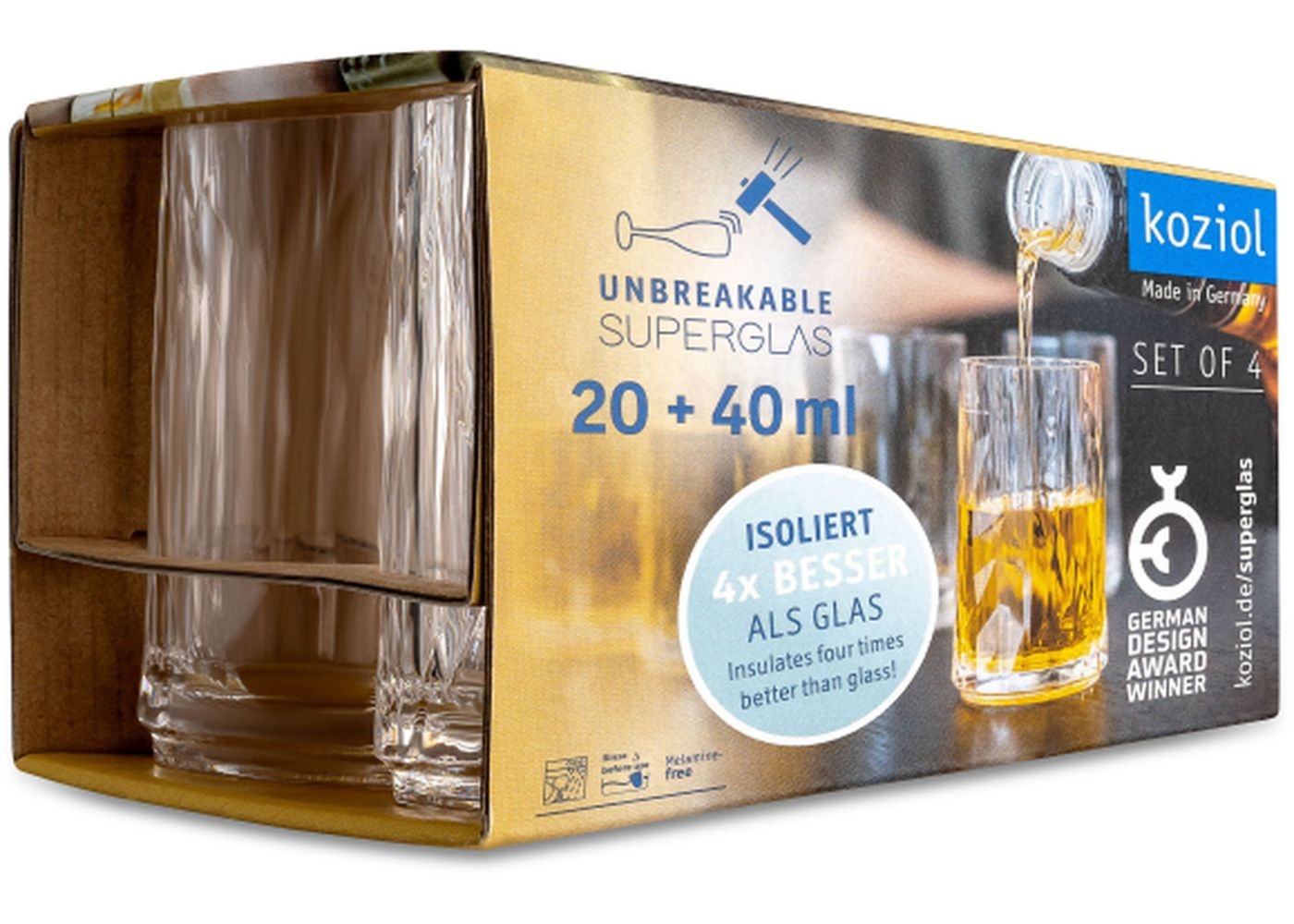 Koziol superglas club No.07 shotglas 40 ml set van 4 stuks