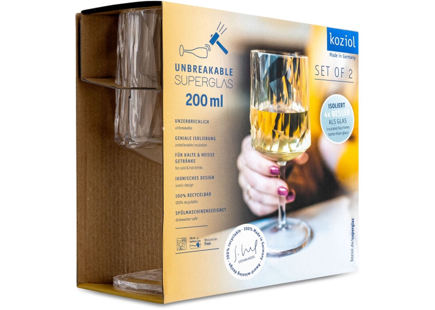 Koziol superglas club No.09 wijnglas 200 ml set van 2 stuks