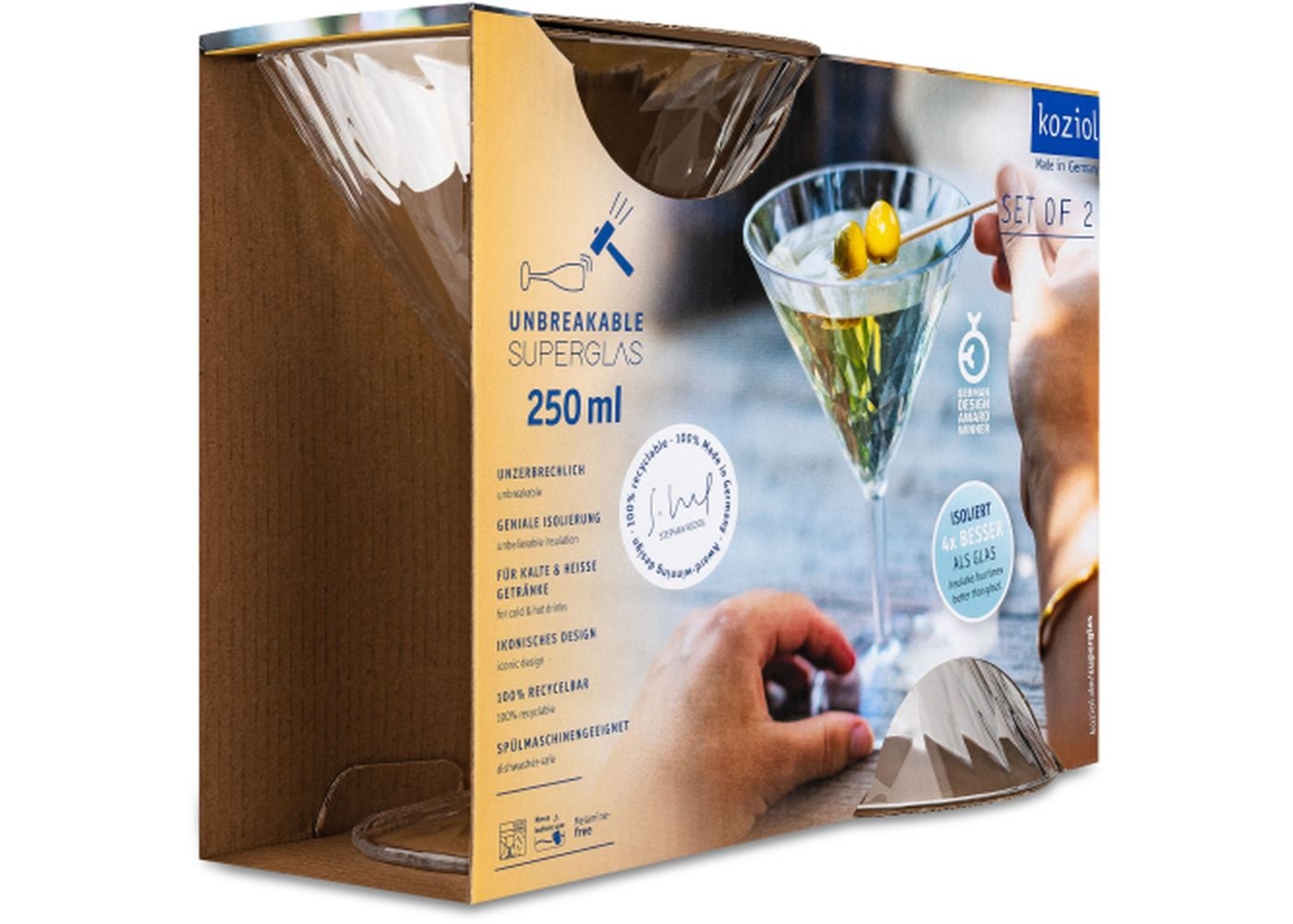 Koziol superglas club No.12 martiniglas 250 ml set van 2 stuks