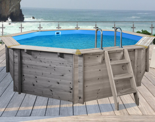 Interline Java Houten Zwembad rond 4.40 m. doorsnede