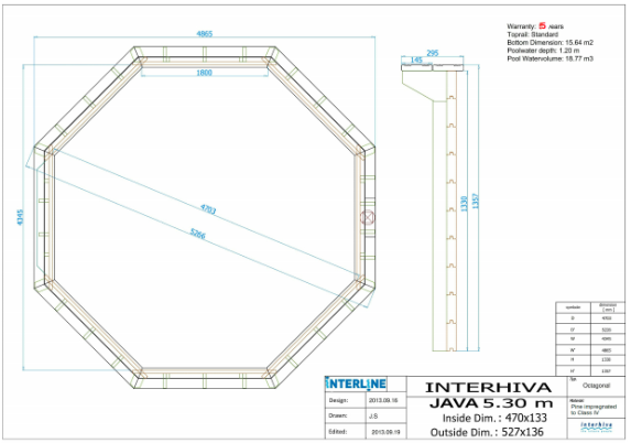 Interline Java Houten Zwembad rond 5.30 m. doorsnede