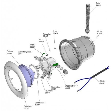Zwembadlamp Elégance ABS 300W
