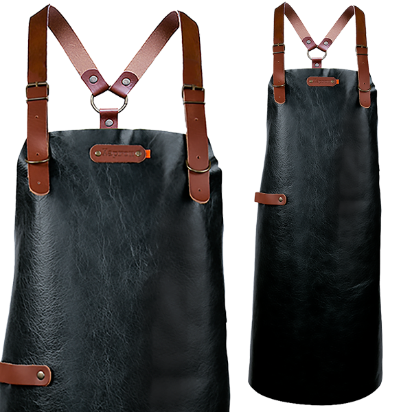 New York Leather long apron schort incl. schouderbanden 82/60