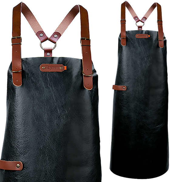 New York Leather long apron schort incl. schouderbanden 74/60