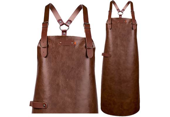 New York Leather long apron schort incl. schouderbanden 74/60