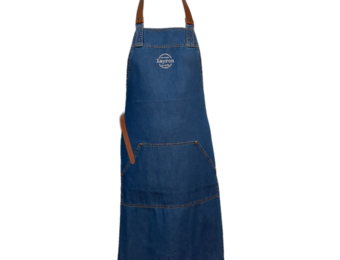 Arizona denim apron washed schort incl. leather straps cognac 88*78