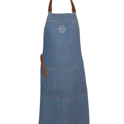 Arizona denim apron washed schort incl. leather straps cognac 88*78