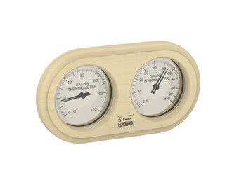 Thermo-Hygrometer aspen horizontaal maat 25 cm 13.5 cm