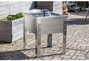 Heissner terras fontein hout/RVS grijs