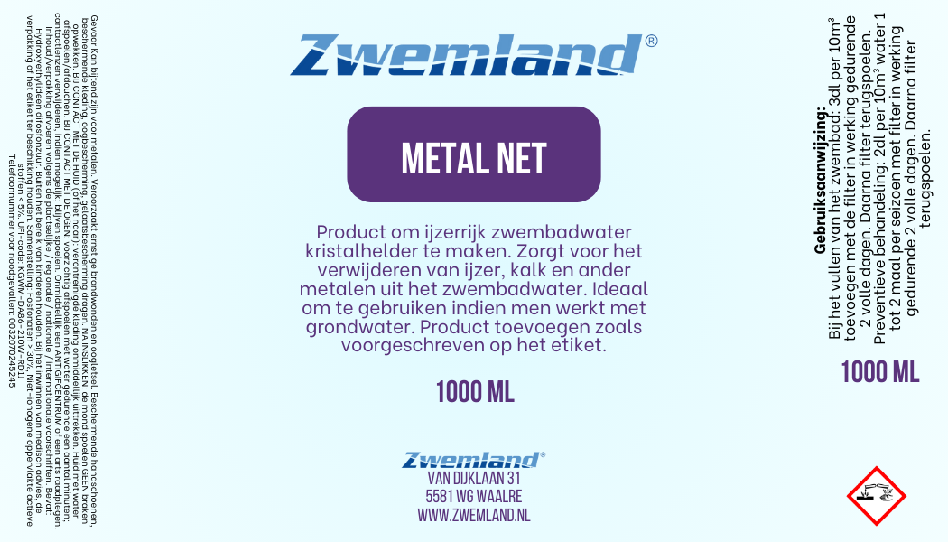 Zwemland Metal Net 1 liter
