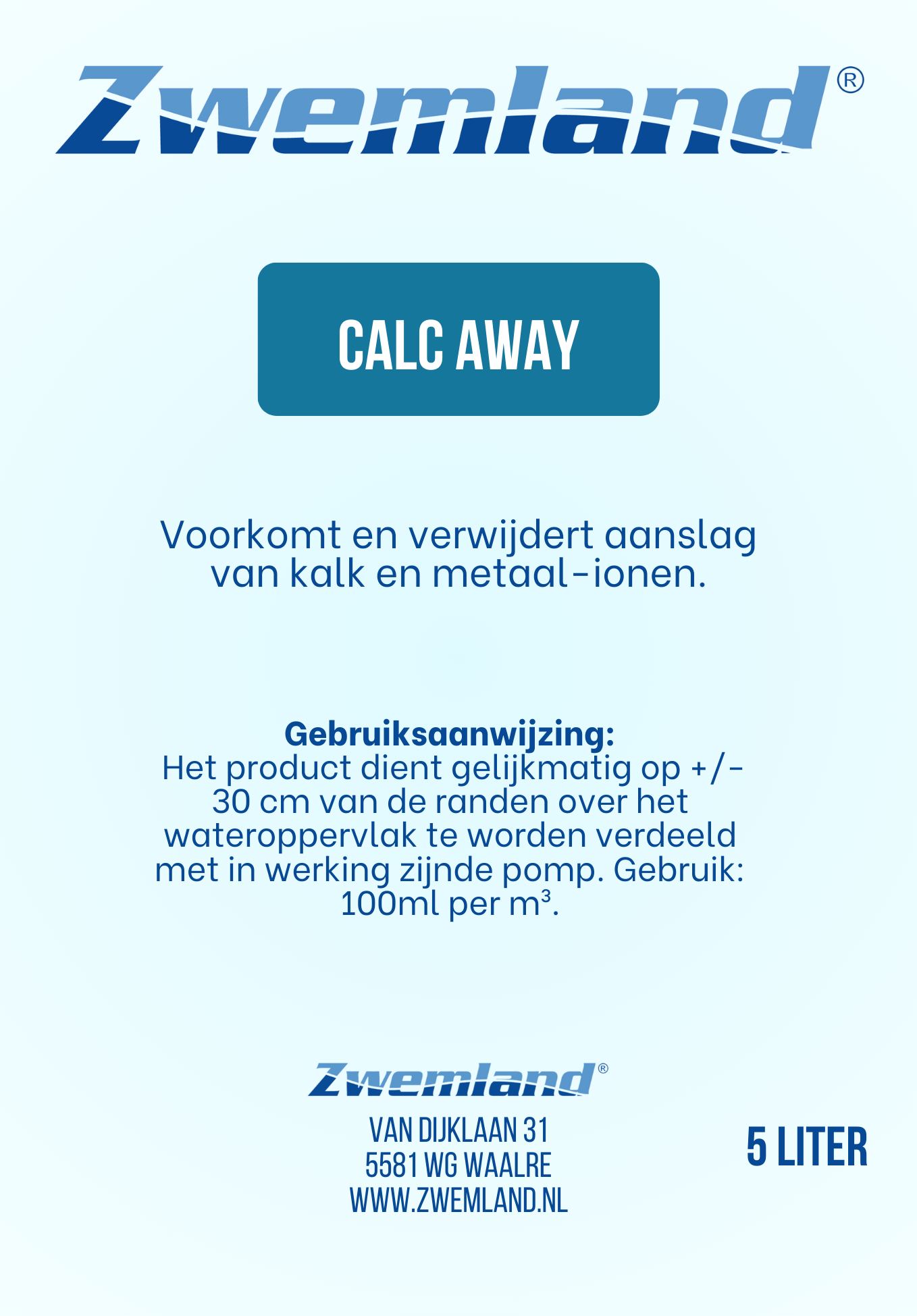 Zwemland Calc Away 5 Liter